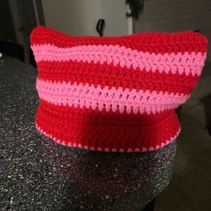 Handmade Red and Pink Crochet Hat